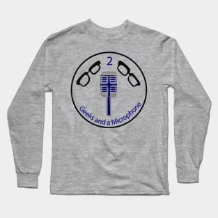 2 geeks logo Blue text Grey outline Long Sleeve T-Shirt